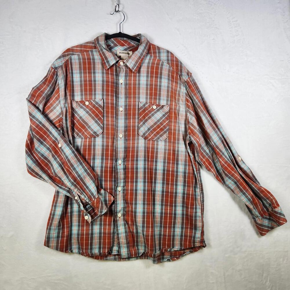 Ruff Hewn Plaid Long Sleeve Button Down Shirt Cotton Size‎ XL